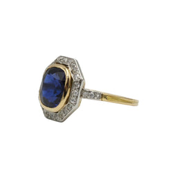 Bague Entourage en or jaune, platine, saphir et diamants - Castafiore