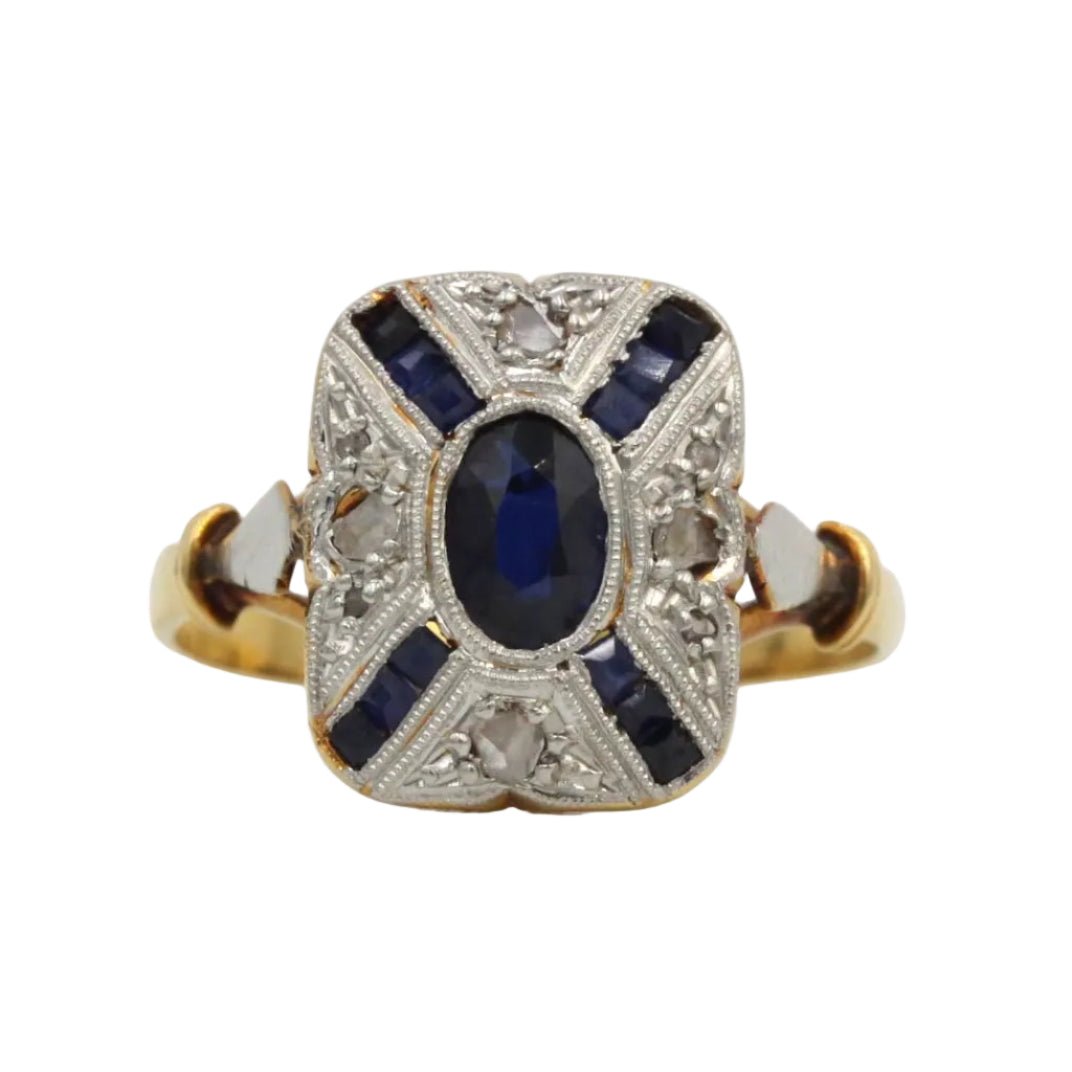 Bague Entourage en or jaune, platine, saphirs et diamants - Castafiore
