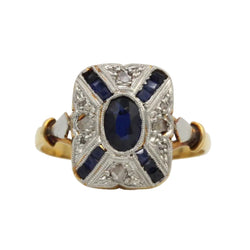 Bague Entourage en or jaune, platine, saphirs et diamants - Castafiore