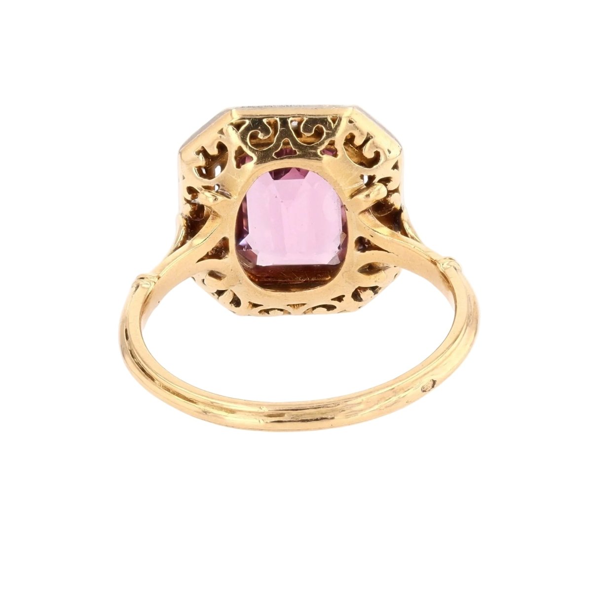 Bague Entourage en or jaune, platine, spinelle et diamants - Castafiore