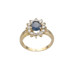 Bague Entourage en or jaune, saphir et diamants - Castafiore