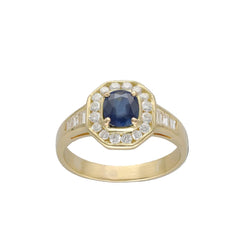 Bague Entourage en or jaune, saphir et diamants - Castafiore