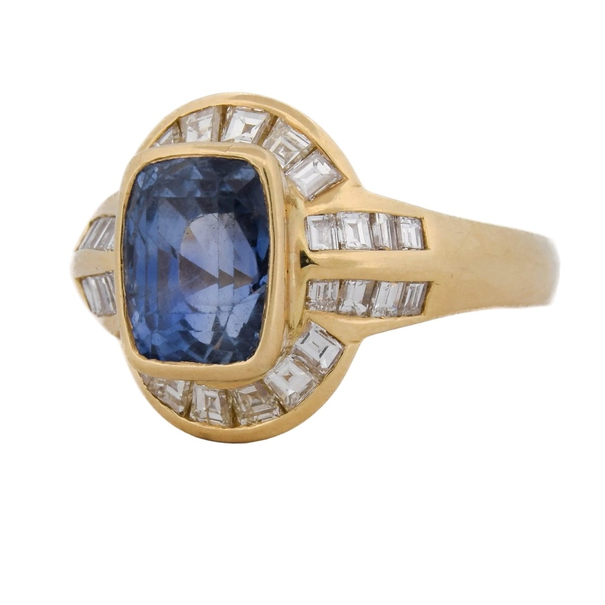 Bague Entourage en or jaune, saphir et diamants - Castafiore
