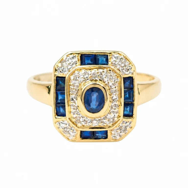 Bague Entourage en or jaune, saphirs et diamants - Castafiore