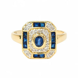 Bague Entourage en or jaune, saphirs et diamants - Castafiore