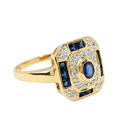 Bague Entourage en or jaune, saphirs et diamants - Castafiore