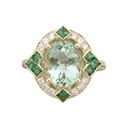 Bague Entourage en or jaune, tourmaline, tsavorites et diamants - Castafiore