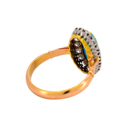Bague Entourage en or jaune, turquoise et diamants - Castafiore