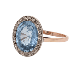 Bague Entourage en or rose, platine, saphir et diamants - Castafiore