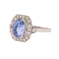 Bague Entourage en platine, saphir et diamants - Castafiore