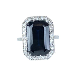 Bague Entourage en platine, saphir et diamants - Castafiore