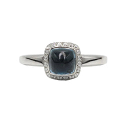 Bague Entourage FRED "Pain de sucre" en or blanc, topaze et diamants - Castafiore