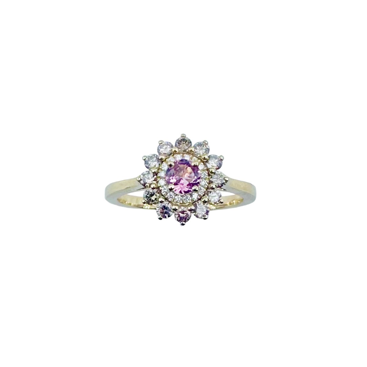 Bague Entourage GEMMYO "Lefkos Camaïeux" en or jaune, tourmaline et diamants - Castafiore