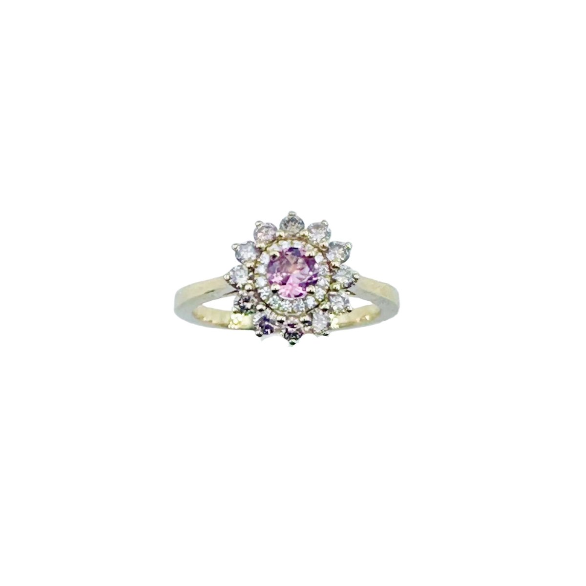 Bague Entourage GEMMYO "Lefkos Camaïeux" en or jaune, tourmaline et diamants - Castafiore