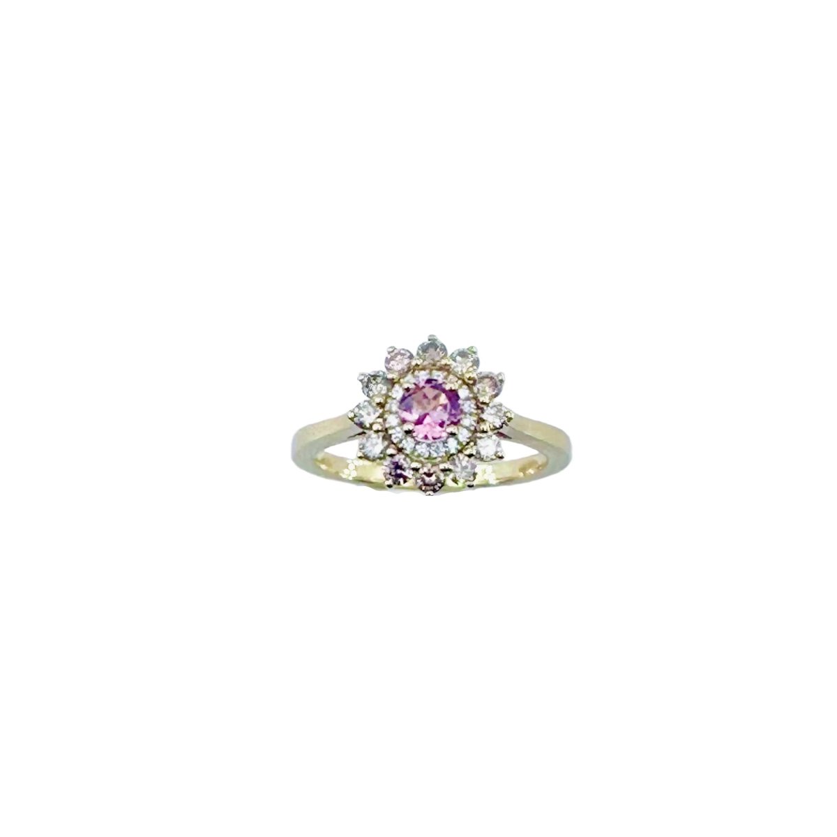 Bague Entourage GEMMYO "Lefkos Camaïeux" en or jaune, tourmaline et diamants - Castafiore