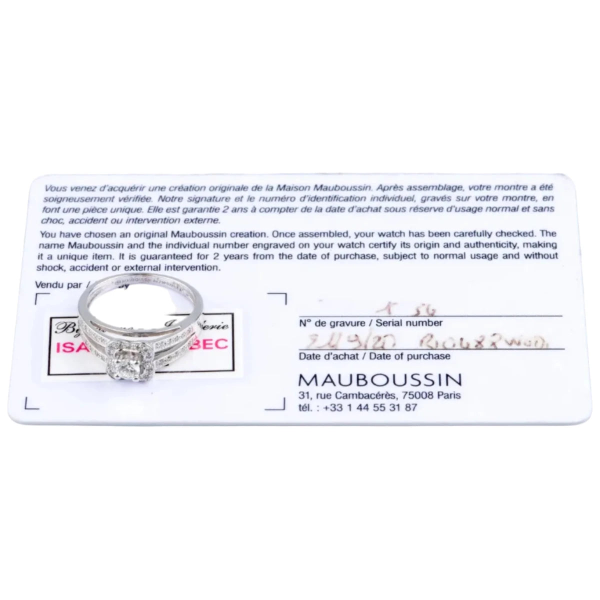 Bague Entourage MAUBOUSSIN "Moi aime toi" en or blanc et diamants - Castafiore