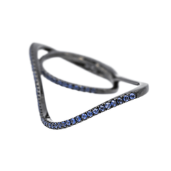 Bague ETERNAMÉ "Entrelacs" en or noir et saphirs&nbsp; - Castafiore