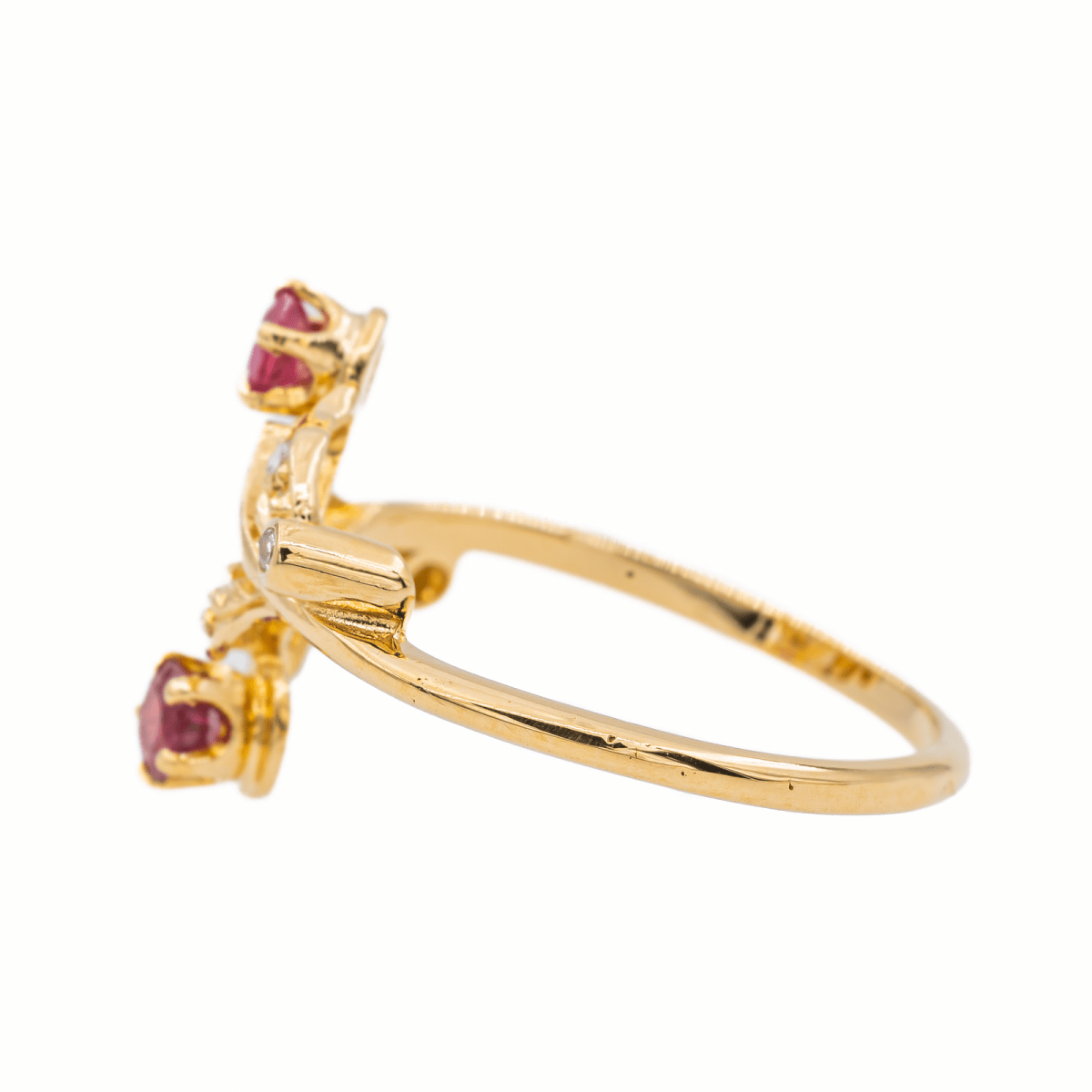 Bague Feuille Or jaune Rubis - Castafiore