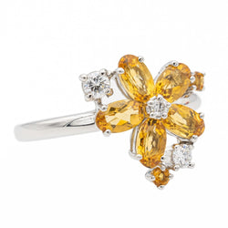 Bague fleur or blanc citrine - Castafiore