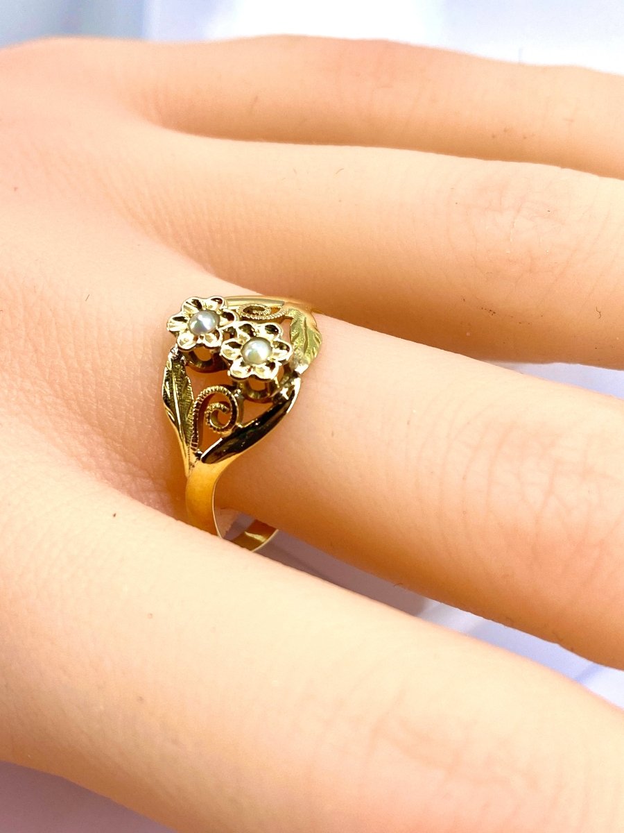 Bague Fleurettes en or et perles de culture - Castafiore