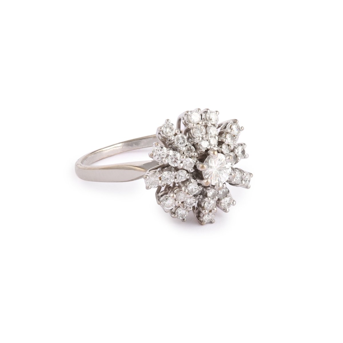 Bague Flocon Diamants 1 Carat Or Gris 18 Carats - Castafiore