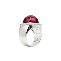 Bague FRED "Pain de sucre" en or blanc, tourmaline rose et diamants - Castafiore