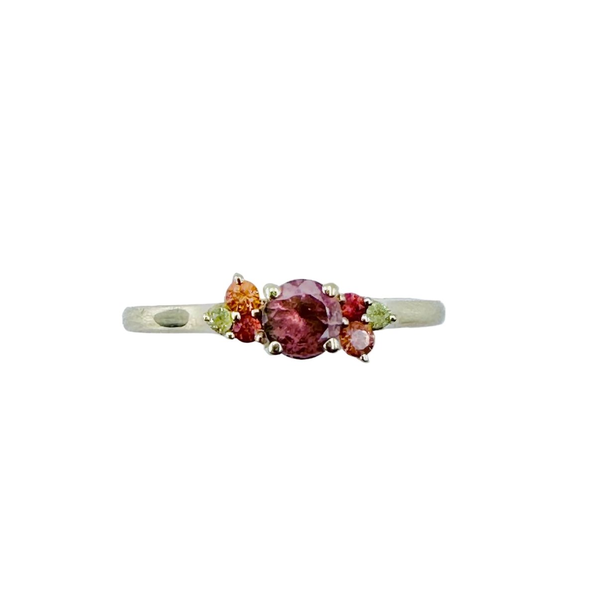 Bague GEMMYO "Baby Everbloom Camaïeux" en or jaune, tourmaline pêche, saphirs jaunes et oranges - Castafiore