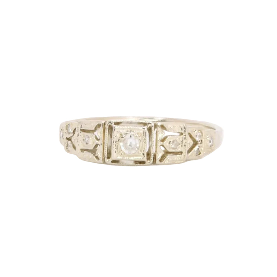 Bague géométrique en or blanc diamants - Castafiore
