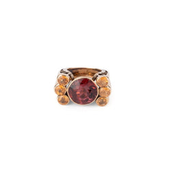 Bague "Giorgia" en or jaune, grenat et topazes - Castafiore