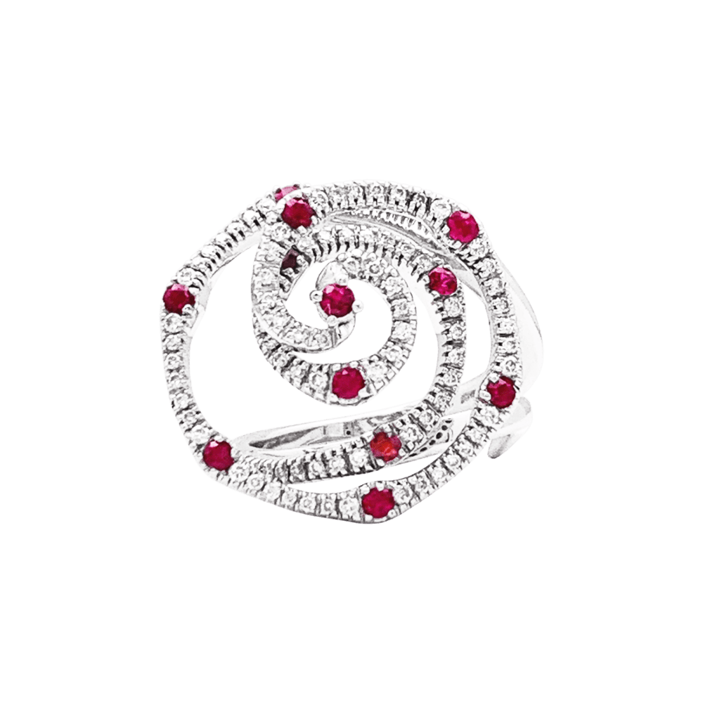 Bague GIOVANNI FERRARIS en or blanc, rubis et diamants - Castafiore