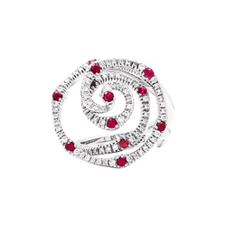 Bague GIOVANNI FERRARIS en or blanc, rubis et diamants - Castafiore