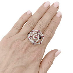 Bague GIOVANNI FERRARIS en or blanc, rubis et diamants - Castafiore