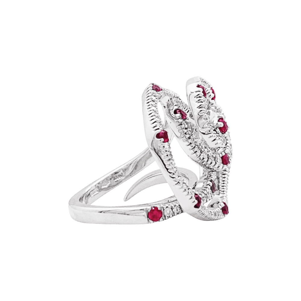 Bague GIOVANNI FERRARIS en or blanc, rubis et diamants - Castafiore