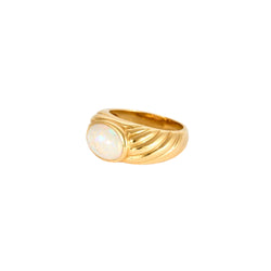 Bague Godron en or jaune et opale - Castafiore