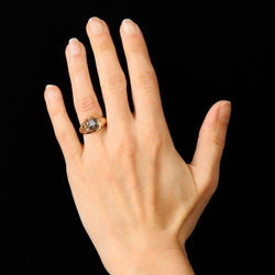 Bague godronnée en or rose et diamant - Castafiore