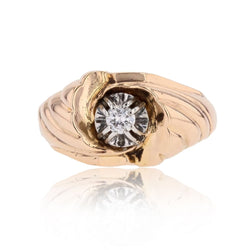 Bague godronnée en or rose et diamant - Castafiore