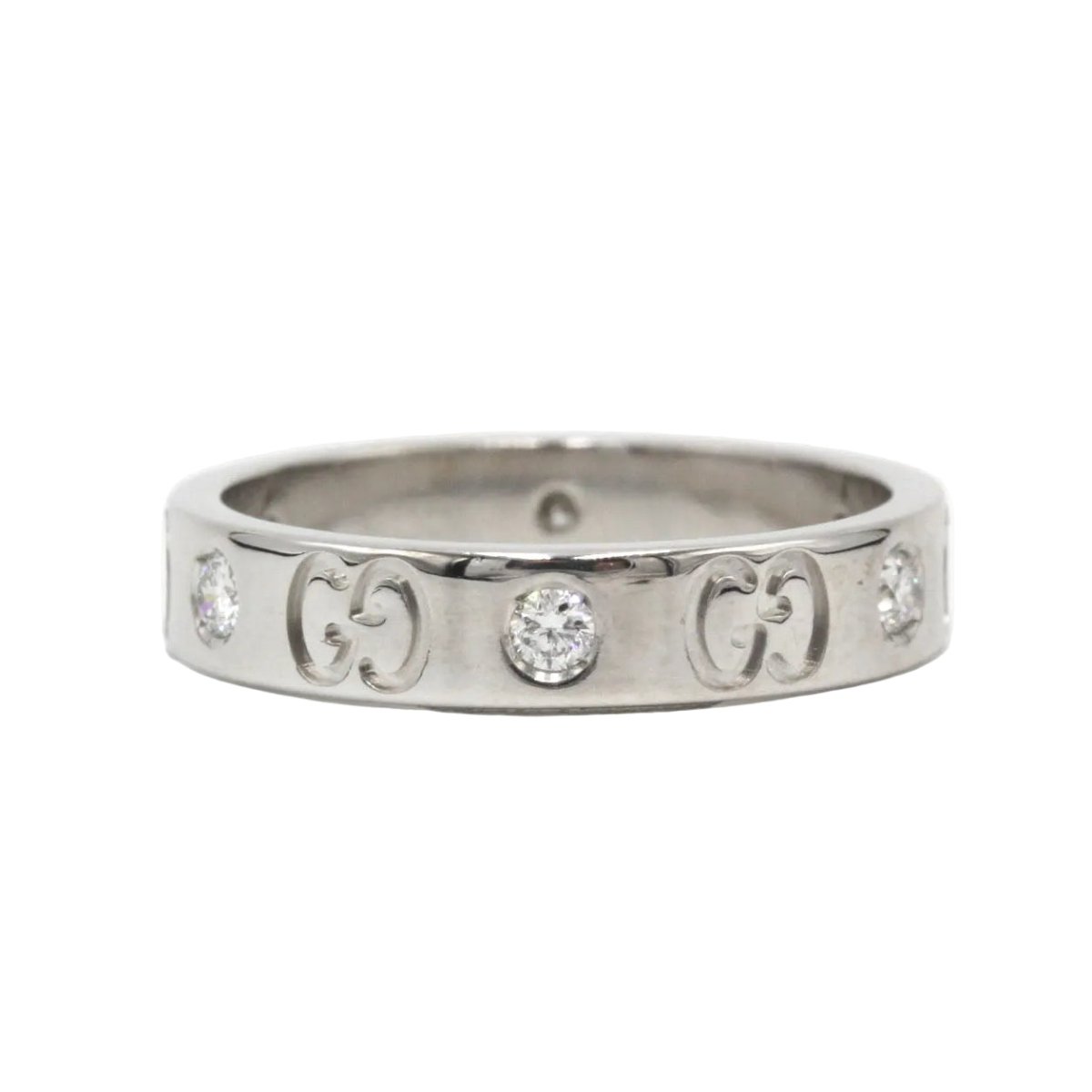Bague GUCCI "Icon" en or blanc et diamants - Castafiore