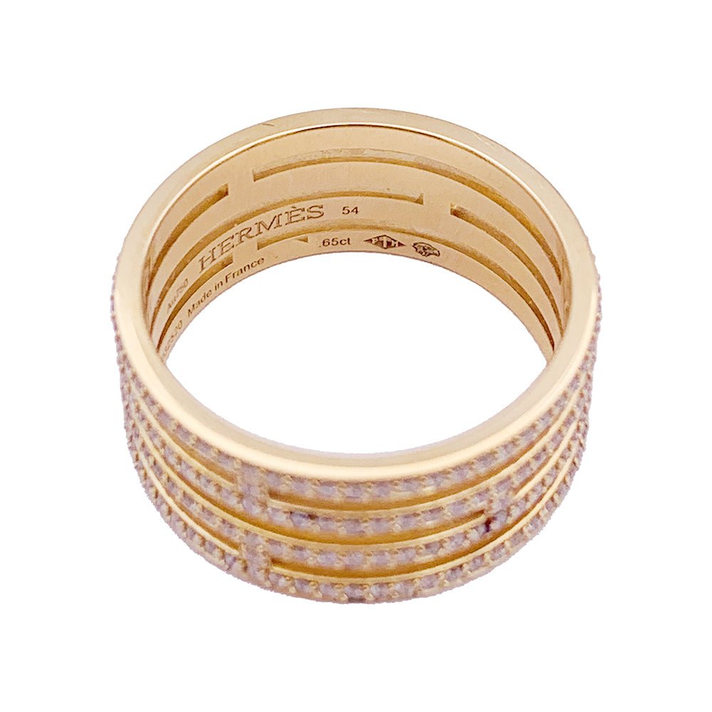 Bague Hermès, "Ariane", or rose, diamants. - Castafiore