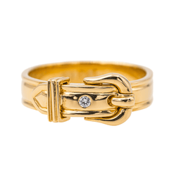 Bague HERMÈS "Ceinture" en or jaune et diamants - Castafiore