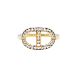 Bague HERMÈS "Chaîne d'ancre contour" en or rose et diamants - Castafiore
