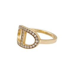 Bague HERMÈS "Chaîne d'ancre contour" en or rose et diamants - Castafiore