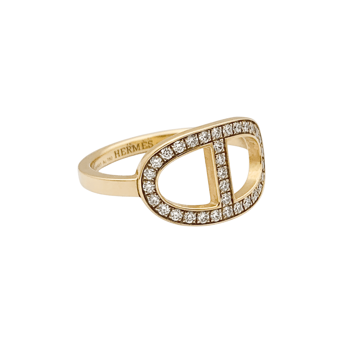 Bague HERMÈS "Chaîne d'ancre contour" en or rose et diamants - Castafiore