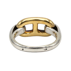 Bague HERMÈS "Chaîne d'ancre" en or jaune et argent - Castafiore