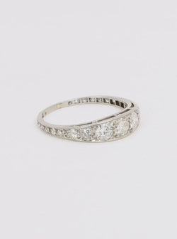 Bague jarretière ancienne platine diamants 1 ct - Castafiore