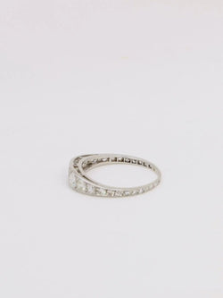 Bague jarretière ancienne platine diamants 1 ct - Castafiore