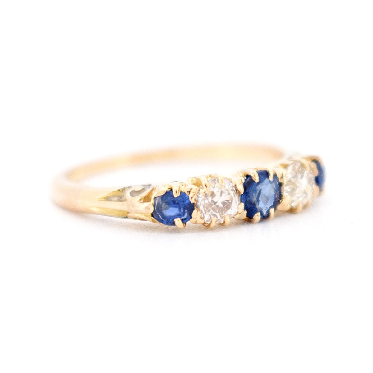 Bague Jarretière Belle Époque, Or 18 carats, Saphirs et Diamants Naturels - Castafiore