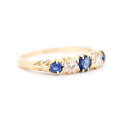 Bague Jarretière Belle Époque, Or 18 carats, Saphirs et Diamants Naturels - Castafiore