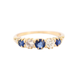 Bague Jarretière Belle Époque, Or 18 carats, Saphirs et Diamants Naturels - Castafiore