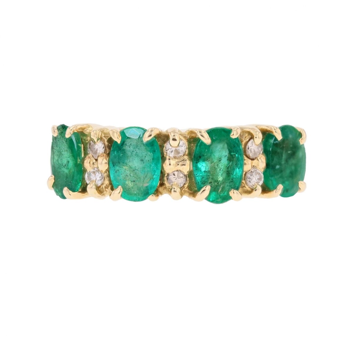 Bague Jarretière en or jaune, émeraudes et diaamnts - Castafiore