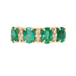 Bague Jarretière en or jaune, émeraudes et diaamnts - Castafiore